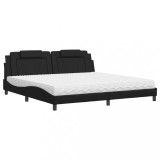 Cumpara ieftin Pat, Viana, cu saltea, negru, 200x200 cm, piele ecologica