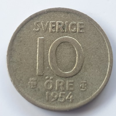 Suedia 10 &amp;ouml;re 1954 argint foto