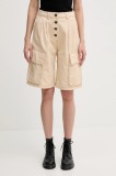 Alpha Industries pantaloni scurți din bumbac Sailor Cargo Shorts Wmn culoarea bej, uni, high waist, 156024