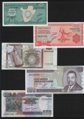 Set Burundi 10 + 20 + 50 + 100 + 500 francs franci unc