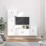 Cumpara ieftin Set dulap TV, 5 piese, alb extralucios, lemn prelucrat