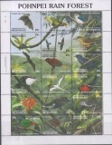 Bloc de timbre cu păsări forestiere din Micronesia