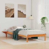 VidaXL Cadru de pat cu mese laterale Maroniu cerat 90 x 210 cm 873222