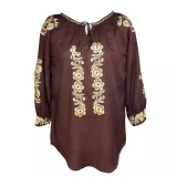 Cumpara ieftin Bluza Maro cu Motiv Floral Auriu - BMG159