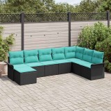 vidaXL Set de canapele pentru grădină cu pernă 8 pcs Negru Rattan poli 3354155