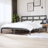 Cumpara ieftin Cadru de pat, gri, 200x200 cm, lemn masiv de pin