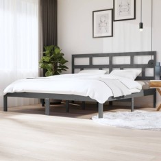 vidaXL Cadru de pat, gri, 200x200 cm, lemn masiv de pin 3101240