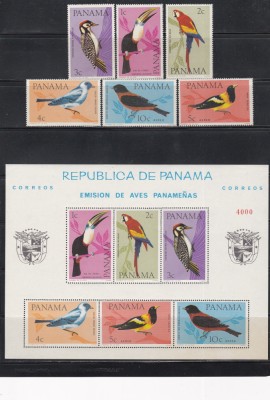 Panama 1965 - Păsări, Serie + Bloc, MNH foto