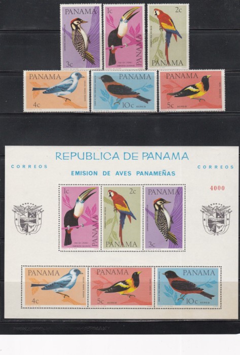 Panama 1965 - Păsări, Serie + Bloc, MNH