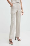 Morgan pantaloni PAZZA.F femei, culoarea bej, drept, high waist, PAZZA.F