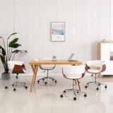 vidaXL Scaune de masă pivotante, 4 buc., alb, piele ecologică
