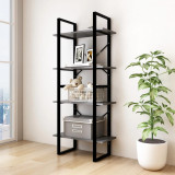 Gossi biblioteca cu 4 rafturi, gri, 60x30x140 cm, lemn masiv de pin