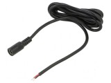 Cablu DC 5,5/2,1 soclu drept 2x0,5mm2 negru 1,5m 20-80&deg;C