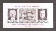 Monaco 1987 - 50 de ani de emitere de Timbre in Monaco (colita dantelata.), MNH