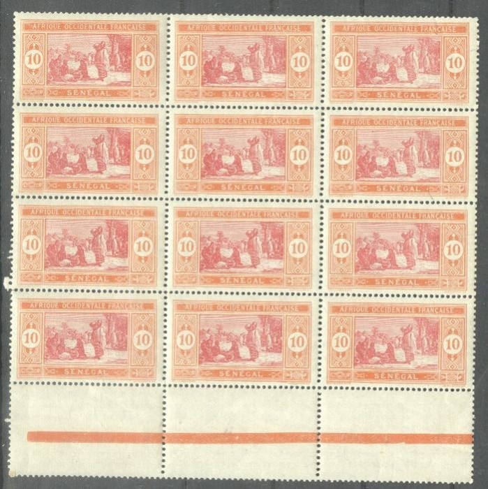 Senegal 1922 Usuals x 12, block, MNH AG.072