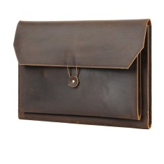 Husa laptop din piele naturala Crazy Horse, Elegance, Slim, Maro