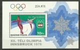 Ungaria 1975 - Jocurile Olimpice Innsbruck, colita neuzata