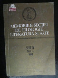 Memoriile sectiei de filologie, literatura si arte seria 4, tomul 10, 1988