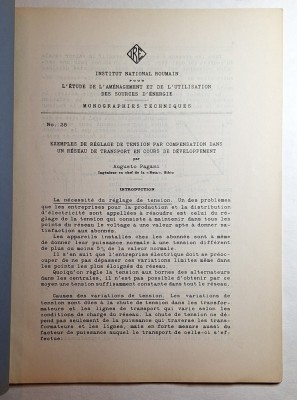 Monografie tehnică I.N.R./I.R.E. No. 28 &amp;bdquo;Exemples de r&amp;eacute;glage de tension&amp;hellip;&amp;rdquo; 1933 foto
