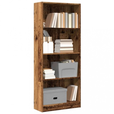 Bibliotecă, lemn vechi, 60x24x143 cm, lemn prelucrat foto
