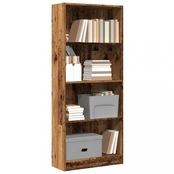 Bibliotecă, lemn vechi, 60x24x143 cm, lemn prelucrat