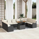 Cumpara ieftin Set de canapele pentru gradina 11 buc. Negru si Crem