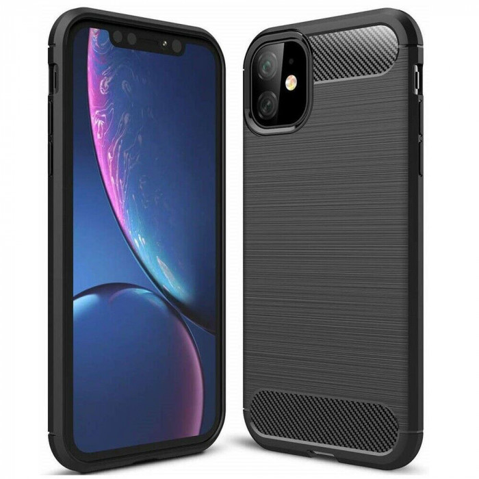 Husa pentru iPhone 12 mini, Techsuit Carbon Silicone, Black