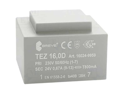 Transformator PCB &amp;icirc;ncapsulat 16VA 230V AC foto