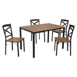 Cumpara ieftin Set masa, 4 scaune mdf stejar metal negru Haim 120x80x75 cm, 40,5x52,5x85 cm