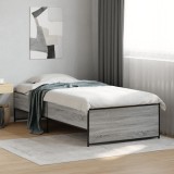vidaXL Cadru de pat, gri sonoma, 100x200 cm, lemn prelucrat și metal 845239