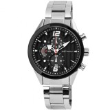 Ceas Barbatesc Just Watch Cronograf, Bratara Inox, Negru-Argintiu, 46mm