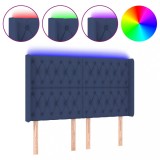 Cumpara ieftin Tablie de pat cu LED, albastru, 163x16x118/128 cm, textil