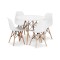 Set masa rotunda stil scandinav + 4 scaune Osaka alb, Artool, MDF si lemn, 90x72 cm