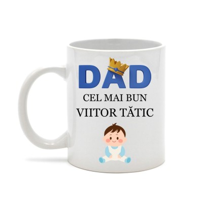Cana alba personalizata &amp;rdquo;Cel mai bun viitor tatic&amp;rdquo; pentru baietel, INOVATIX&amp;reg;. 330 ml foto