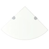 Raft de colț din sticlă transparentă cu suporți crom 25 x 25 cm