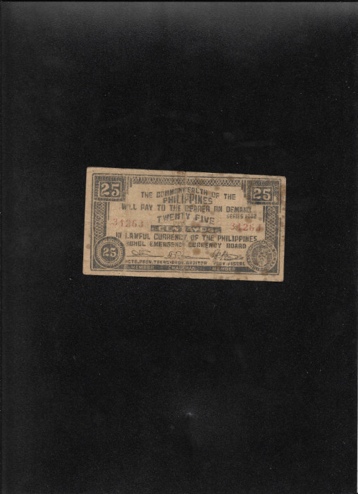 Rar! Filipine Philippines Bohol 25 centavos 1942 seria34263