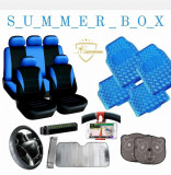 Summer Box&ndash;ALBASTRU&ndash;Huse scaune+Covorase+Husa volan+Suport telefon+Parasolare