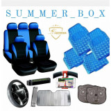 Summer Box&ndash;ALBASTRU&ndash;Huse scaune+Covorase+Husa volan+Suport telefon+Parasolare