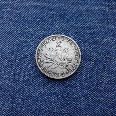 2 Francs 1915 Franta franci argint foto