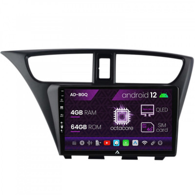 Navigatie Honda Civic Hatchback (2012-2015), Android 12, Q-Octacore 4GB RAM + 64GB ROM, 9 Inch - AD-BGQ9004+AD-BGRKIT019 foto