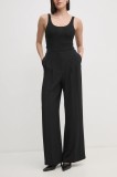 Sandro Ferrone pantaloni femei, culoarea negru, lat, high waist, SFS15YBEALGHERO