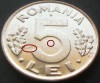 Moneda 5 LEI - ROMANIA, anul 1992 *cod 1582 A = A.UNC / EROARE BATERE