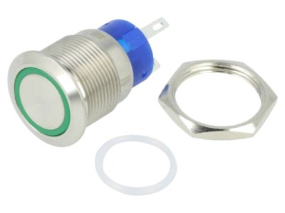 Comutator anti-vandalism TE Connectivity Poz: 2 SPST-NO 3A/250VAC IP67 verde foto