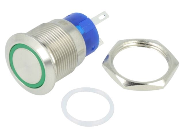 Comutator anti-vandalism TE Connectivity Poz: 2 SPST-NO 3A/250VAC IP67 verde