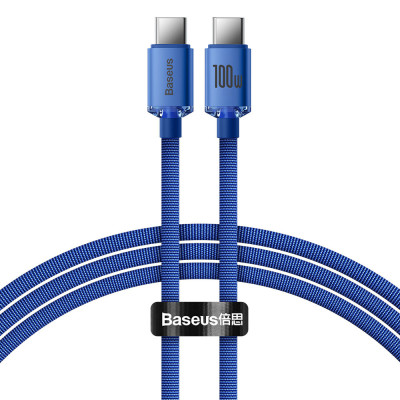 Cablu Baseus Crystal Shine Series Cablu USB Pentru &amp;icirc;ncărcare Rapidă și Transfer De Date USB Type C - USB Type C 100W 1.2m Albastru (CAJY000603) foto