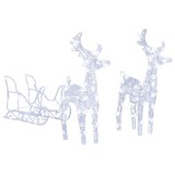 Decoratiune de Craciun cu reni si sanie 160 LED-uri 130cm acril