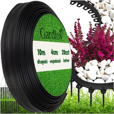 Bordura flexibile pentru gazon, lungime 10 m, latime 4 cm, PE, neagra foto