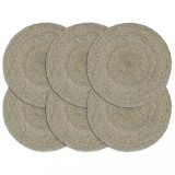 VidaXL Naproane, 6 buc., gri, 38 cm, rotund, iută
