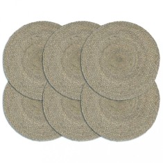 vidaXL Naproane, 6 buc., gri, 38 cm, rotund, iută 133839