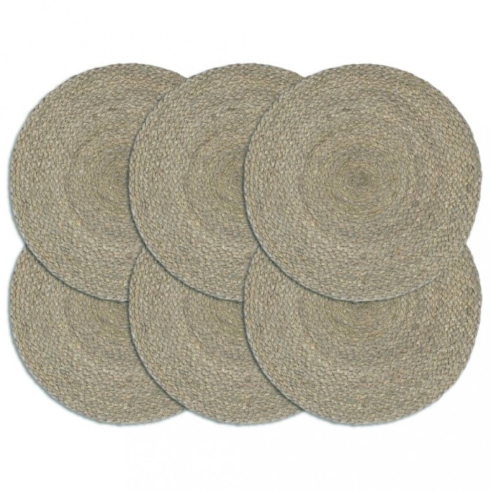 vidaXL Naproane, 6 buc., gri, 38 cm, rotund, iută 133839